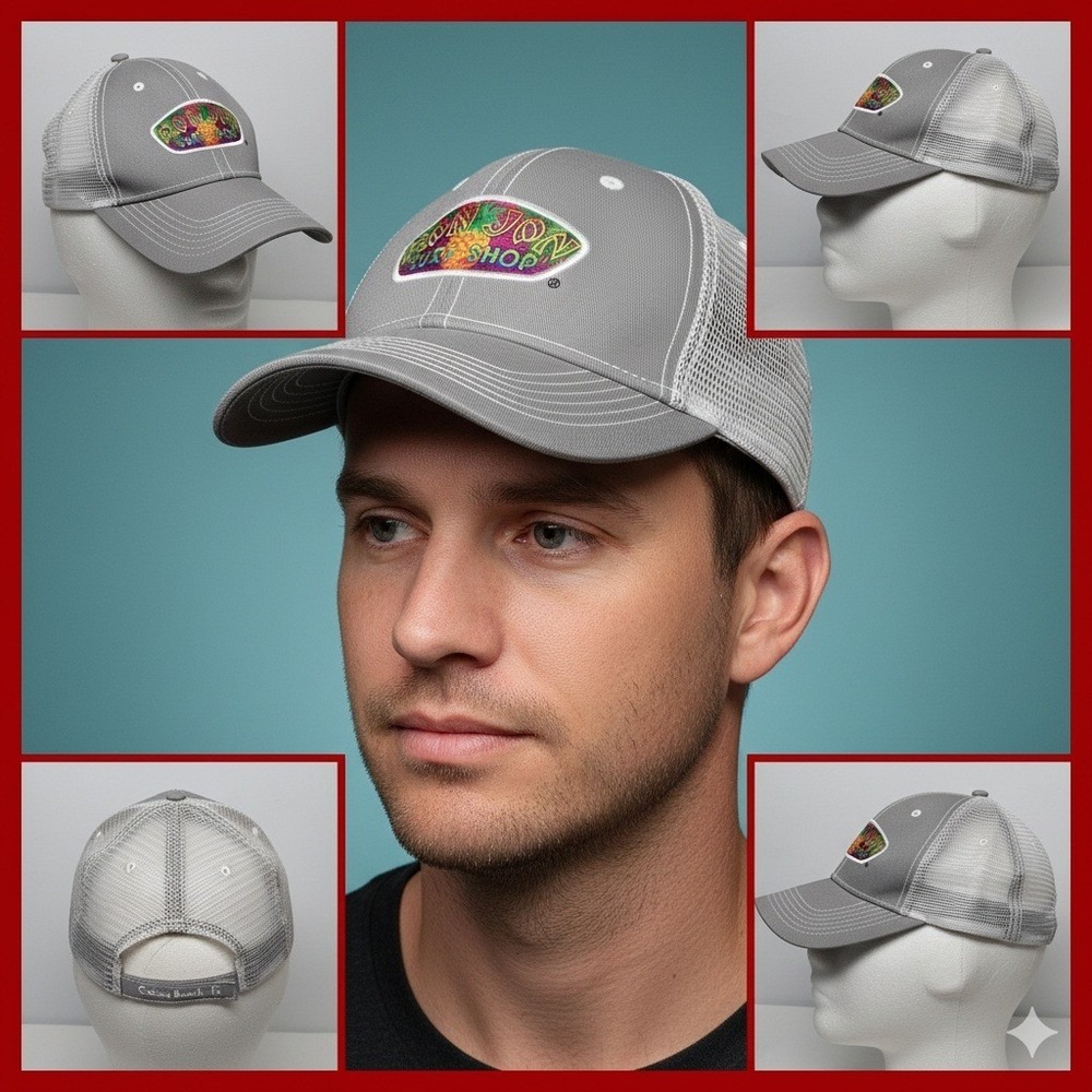 Ron Jon Surf Shop Grey Mesh Trucker Hat Cap Pineapple Adjustable Cocoa‎ Beach FL